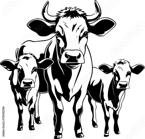 Cow Family Vector Illustration