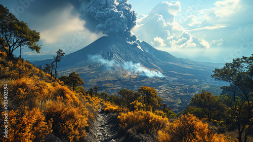 Apocalyptic vision of a volcano erupting