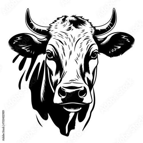 Stylized Cow Head Vector Illustratio