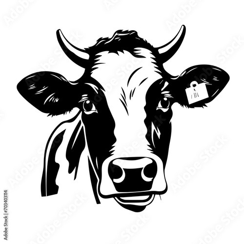 Stylized Cow Head Vector Illustratio