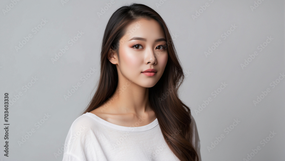 Portrait of a Beautiful Young Asian Model Woman on White Studio Background
Portrait of a Beautiful Young Asian Model Woman on White Studio Background