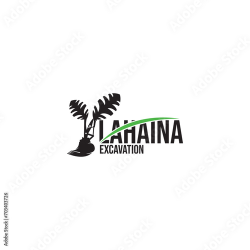 excavator logo design with modern plants