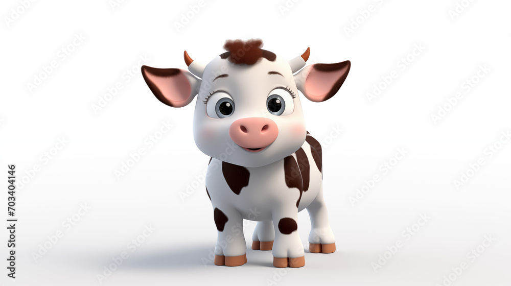 3d cartoon animated baby ox in white background 3d cartoon animated baby ox in white background
