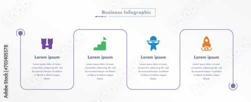 This infographic image features a modern and minimalistic design that illustrates an information process or sequence of events in a business. For presentations, websites or brochures. photo