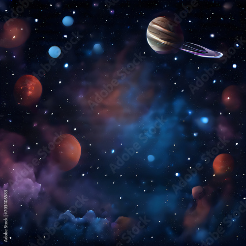 Abstract background - planets, stars, galaxies surreal scenery in space