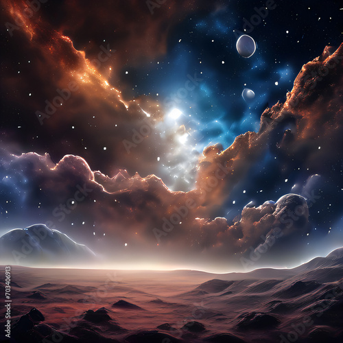 Abstract background - planets  stars  galaxies surreal scenery in space