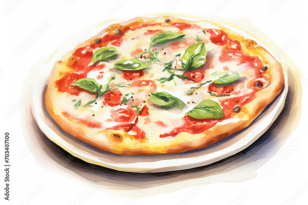 Cuisine italian pizza baked mozzarella cheese basil delicious tomato food background dinner