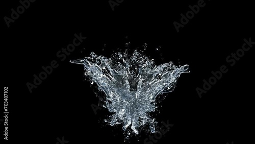 Splash of Water with Splashes on Black Background. Slow motion. photo