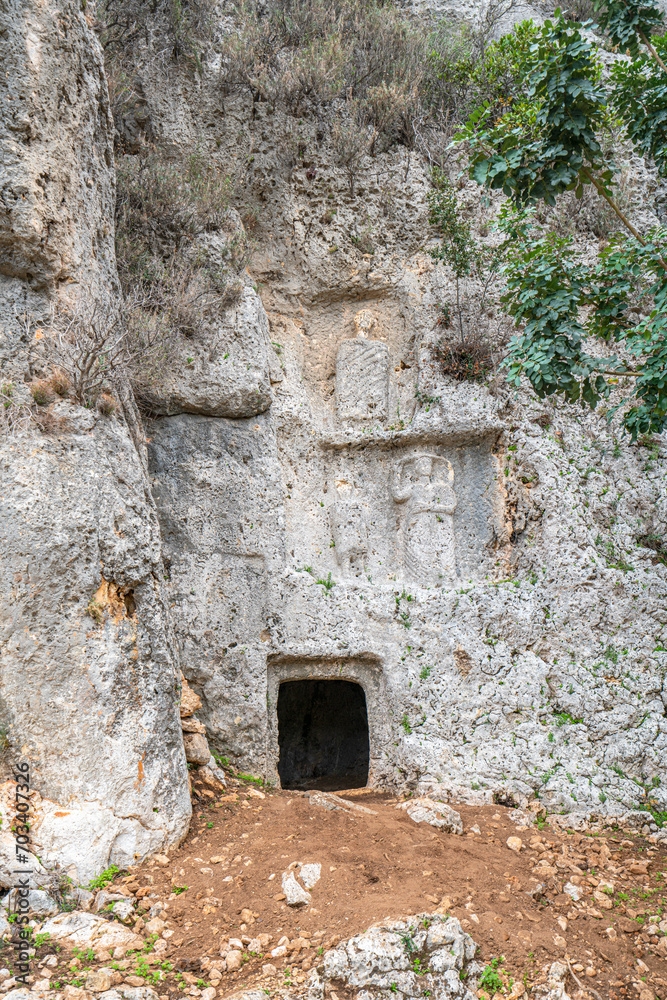 The amazing views from The Çanakçı Rock Tombs, which are a group of rock-carved tombs in Mersin Province, Turkey, right beside Kanlıdivane.