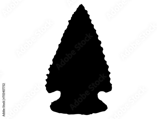 Native American stone arrowhead silhouette vector art