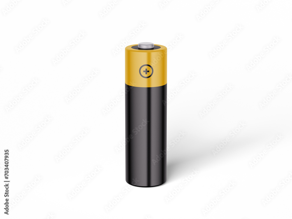 3D illustration. AA battery mockup isolated. 3D illustration. AA battery mockup isolated.