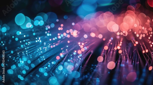 fiber optics background with light on the tips