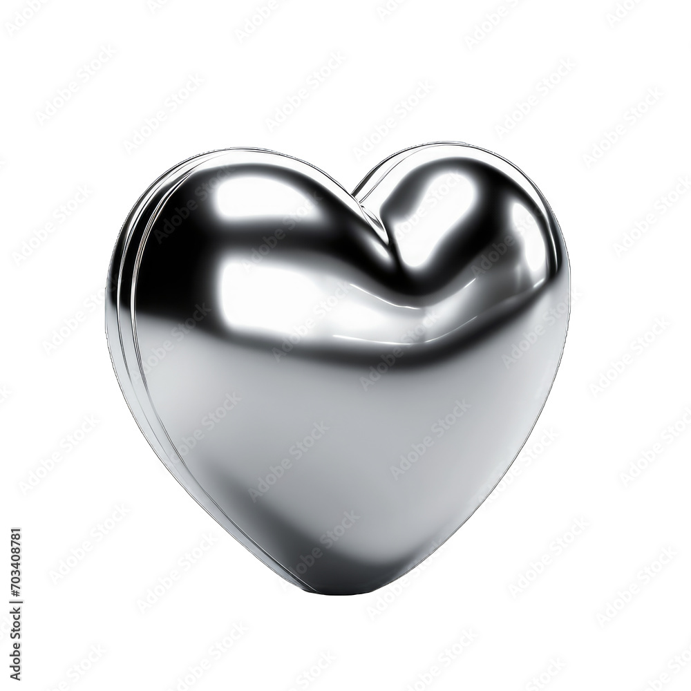 Silver heart in silver metal, Valentine's day