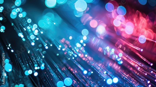 fiber optics background with light on the tips