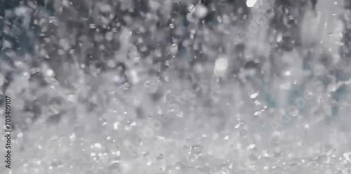 Water bubbles created by splashing and fast flowing water