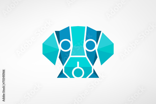 The mosaic logo that forms the dog's head. Looks techy, modern and cool. Suitable for technology companies.