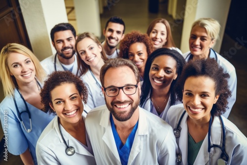 Group doctors and below , smile and teamwork for healthcare,