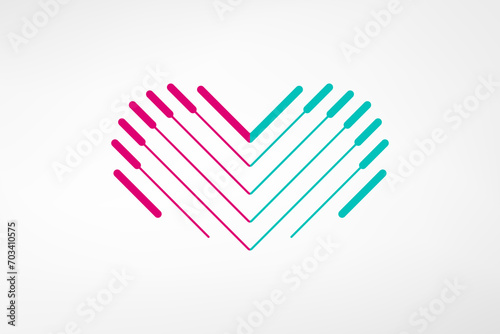 A heart formed from thin thick lines that look techy. The logo looks simple, modern and timeless. This logo is perfect for technology company in the cloud computing field or others.