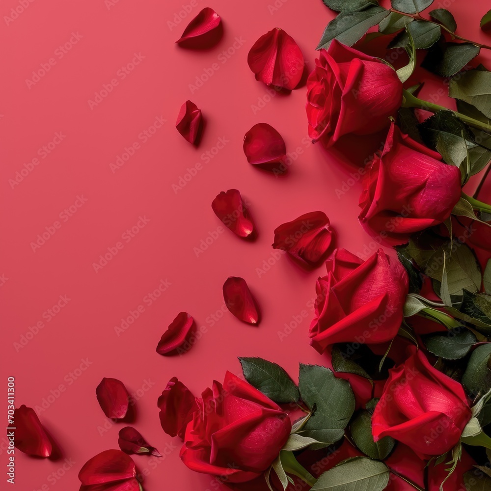 Fototapeta premium Romantic background. Beautiful flowers Valentine's Day. Romantic background with flowers for birthday, wedding. Spring background with flowers