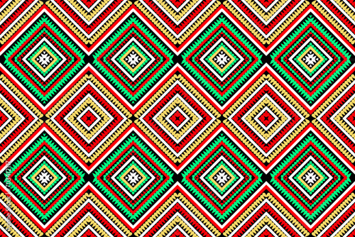 Wallpaper Mural ethnic design pattern seamless tribal India green red black white geometric shapes colored triangles arranged together
design for paints Textile carpet   Torontodigital.ca