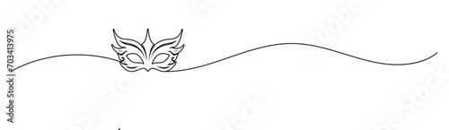 border art line of masquerade mask. simple elegant frame outline of carnival woman eye mask.