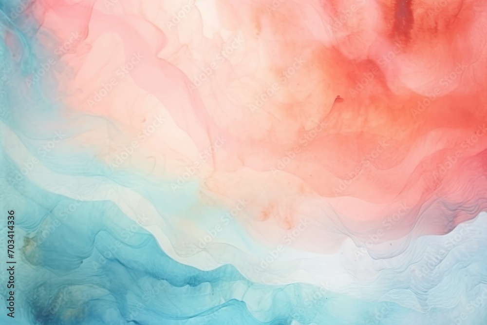 Abstract watercolor paint background by steel teal and coral with liquid fluid texture for background