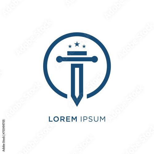Law sword design logo vector illustration idea concept