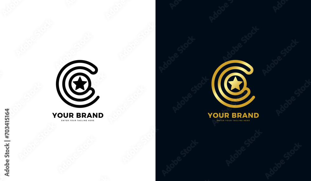Letter C star logo, graphic design vector icon - obrazy, fototapety, plakaty 