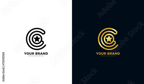 Letter C star logo, graphic design vector icon