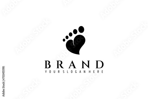 Foot sole logo design with love heart symbol concept flat vector style photo