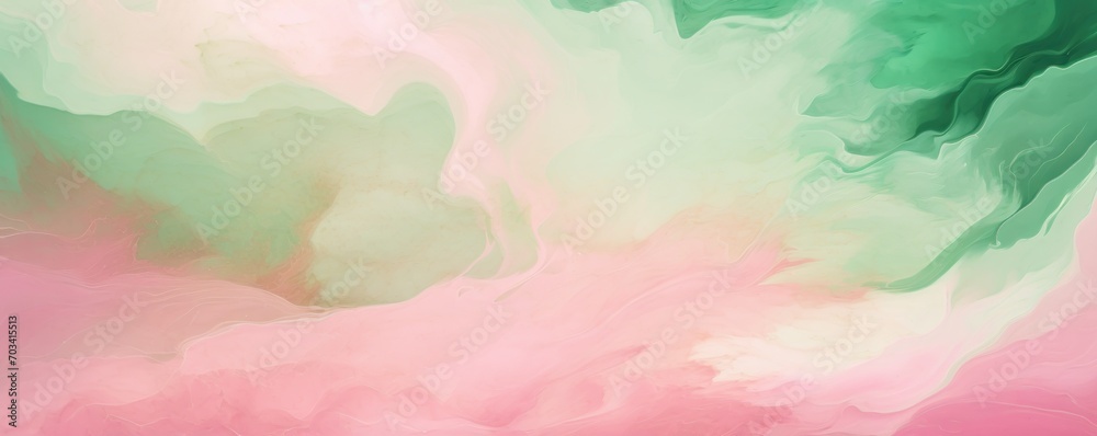 Abstract watercolor paint background by pastel pink and forest green with liquid fluid texture for background