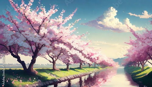 spring landscape with cherry blossom