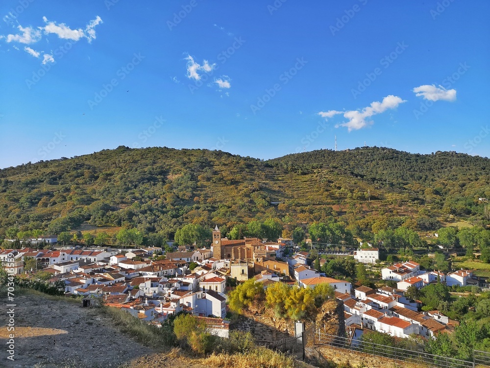 View of Almonaster la Real in the Aracena mountain range