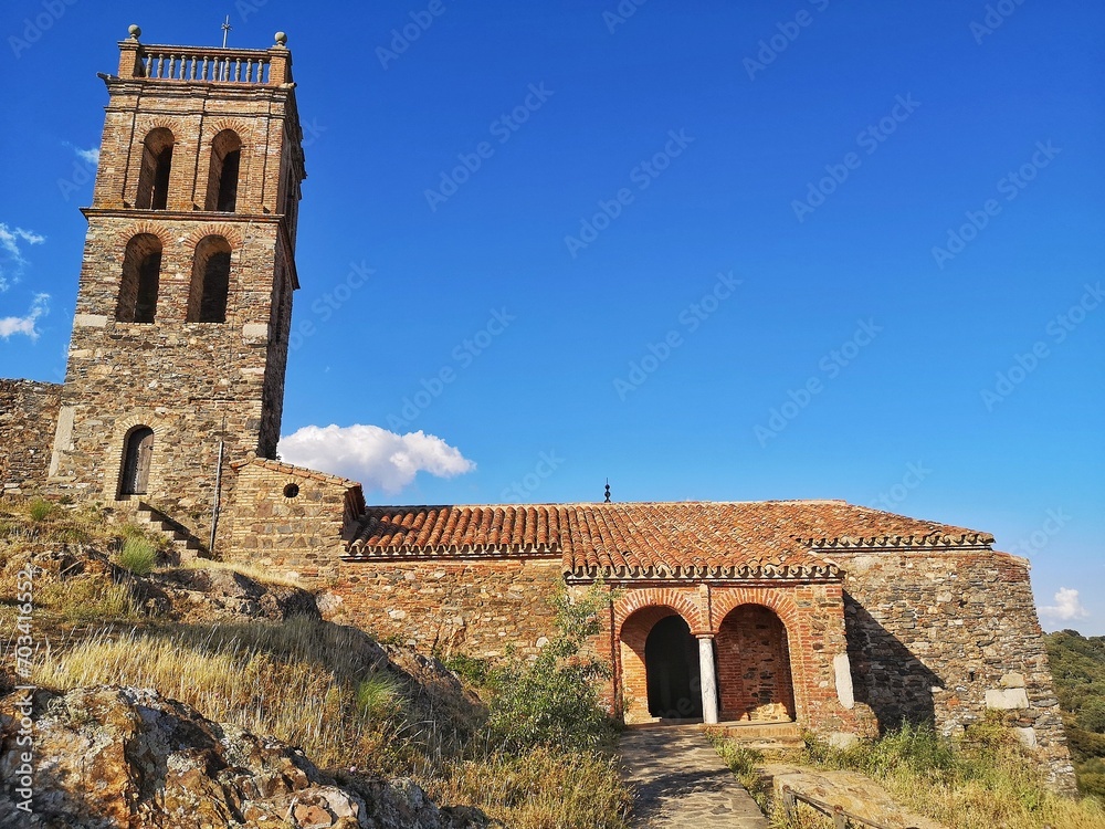 Facade of the rural mosque of Almonaster la Real in the Sierra de Aracena