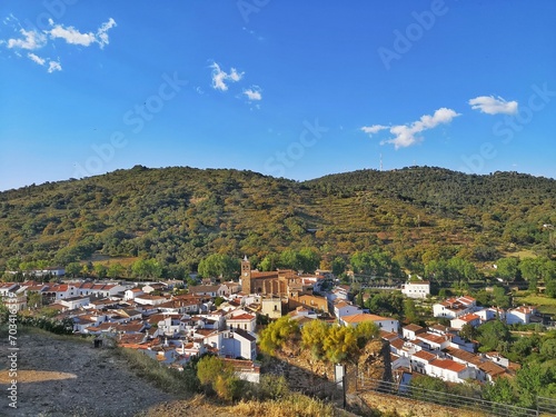 View of Almonaster la Real in the Aracena mountain range