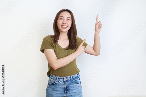 portrait of a smiling woman over isolated background.