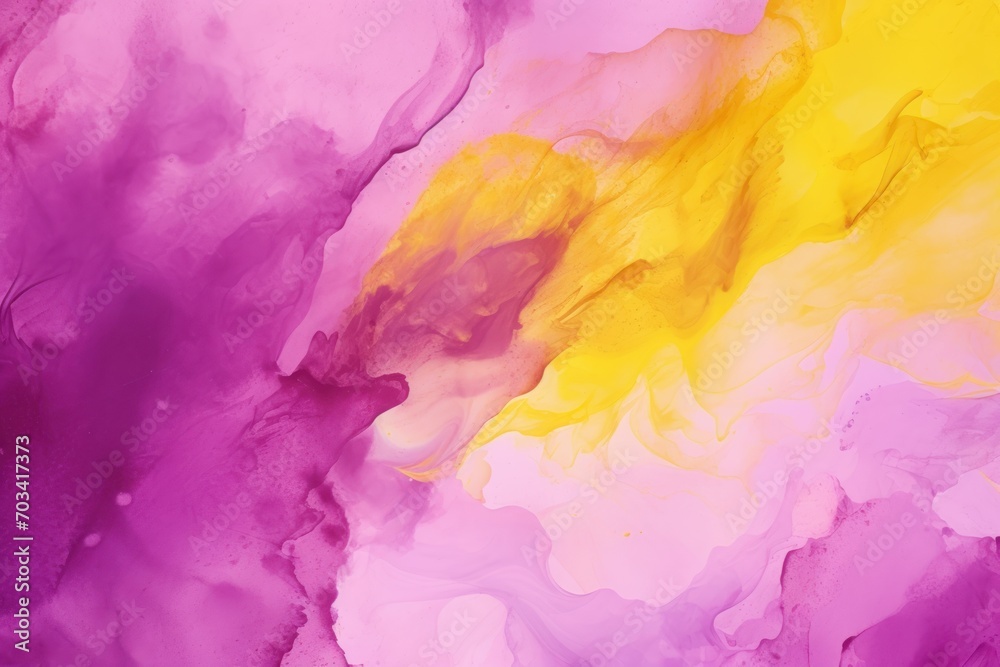 Abstract watercolor paint background by goldenrod yellow and magenta with liquid fluid texture for background, banner 