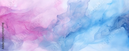 Abstract watercolor paint background by deep pink and light sky blue with liquid fluid texture for background  banner 