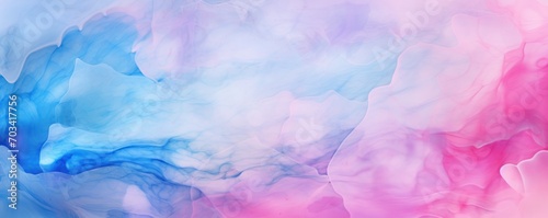 Abstract watercolor paint background by deep pink and light sky blue with liquid fluid texture for background  banner 