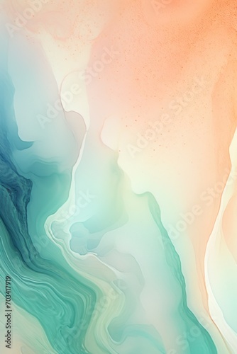 Abstract watercolor paint background by dark sea green and peach puff with liquid fluid texture for background, banner 