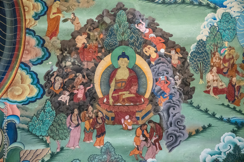 Obraz premium Buddha Life, Thangka, Buddhist Art, Tibetan Buddhism