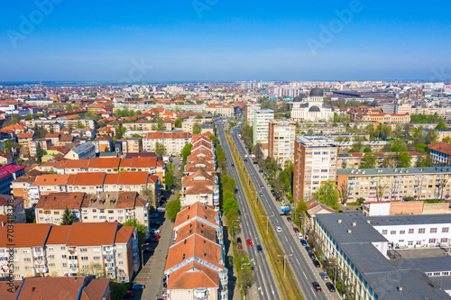 Aerial view of important city street