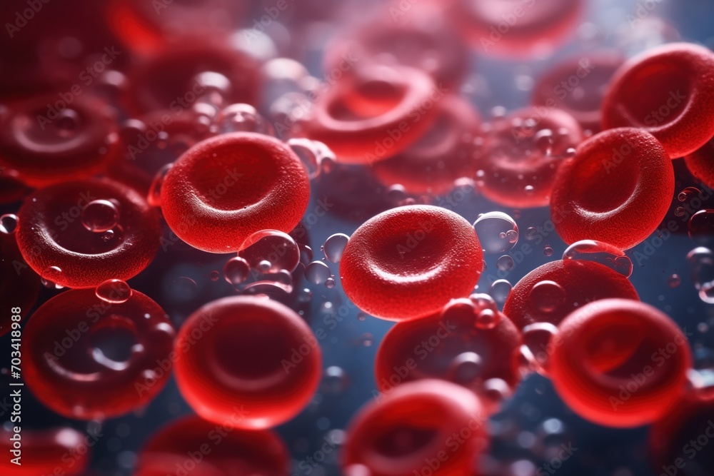 closeup of erythrocytes in a microscope