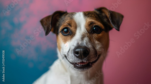 Happy Curious Dog Mixed Breed Isolated On Colorful Isolated Background, Happy Pets Day, World Animals Day, World Dog Day, Generative Ai