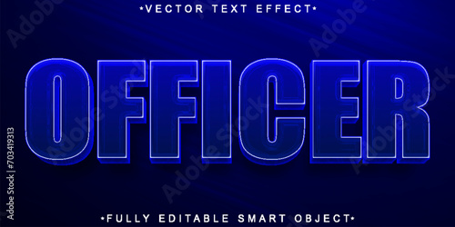 Blue Officer Vector Fully Editable Smart Object Text Effect