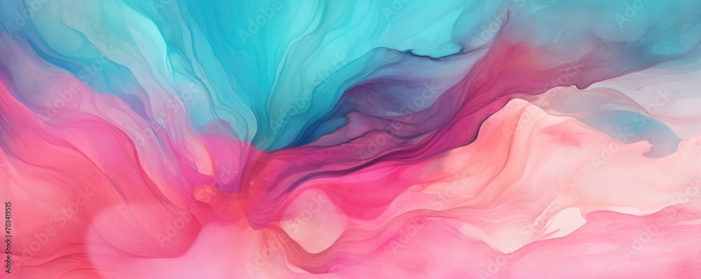 Abstract watercolor paint background by coral pink and teal with liquid fluid texture for background, banner 