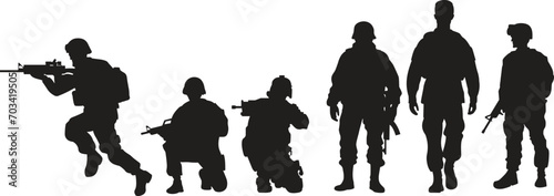 Silhouette of a soldier. black and white illustration.