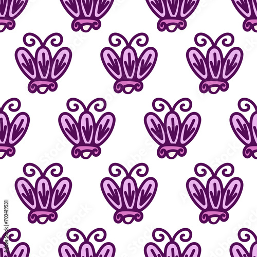 Vector seamless pattern with flowers elements © Elizaveta