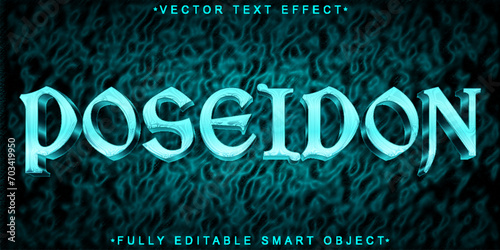 Turquoise Mythology Poseidon Sea God Vector Fully Editable Smart Object Text Effect