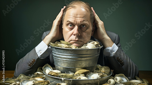 ostraconophobia: an in-depth, ultra-realistic portrayal of the profound fear of shellfish, capturing the anxiety, revulsion, and overwhelming dread associated with crustaceans - ai generated photo